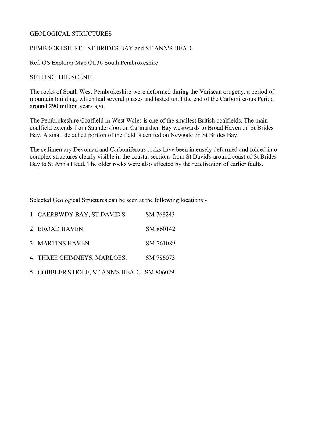 ST BRIDES BAY and ST ANN's HEAD. Ref. OS Explorer Map OL36 South Pembrokeshire. SETTING TH