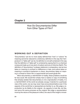 Chapter 2 How Do Documentaries Differ from Other Types of Film?