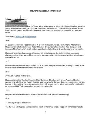 Howard Hughes: a Chronology