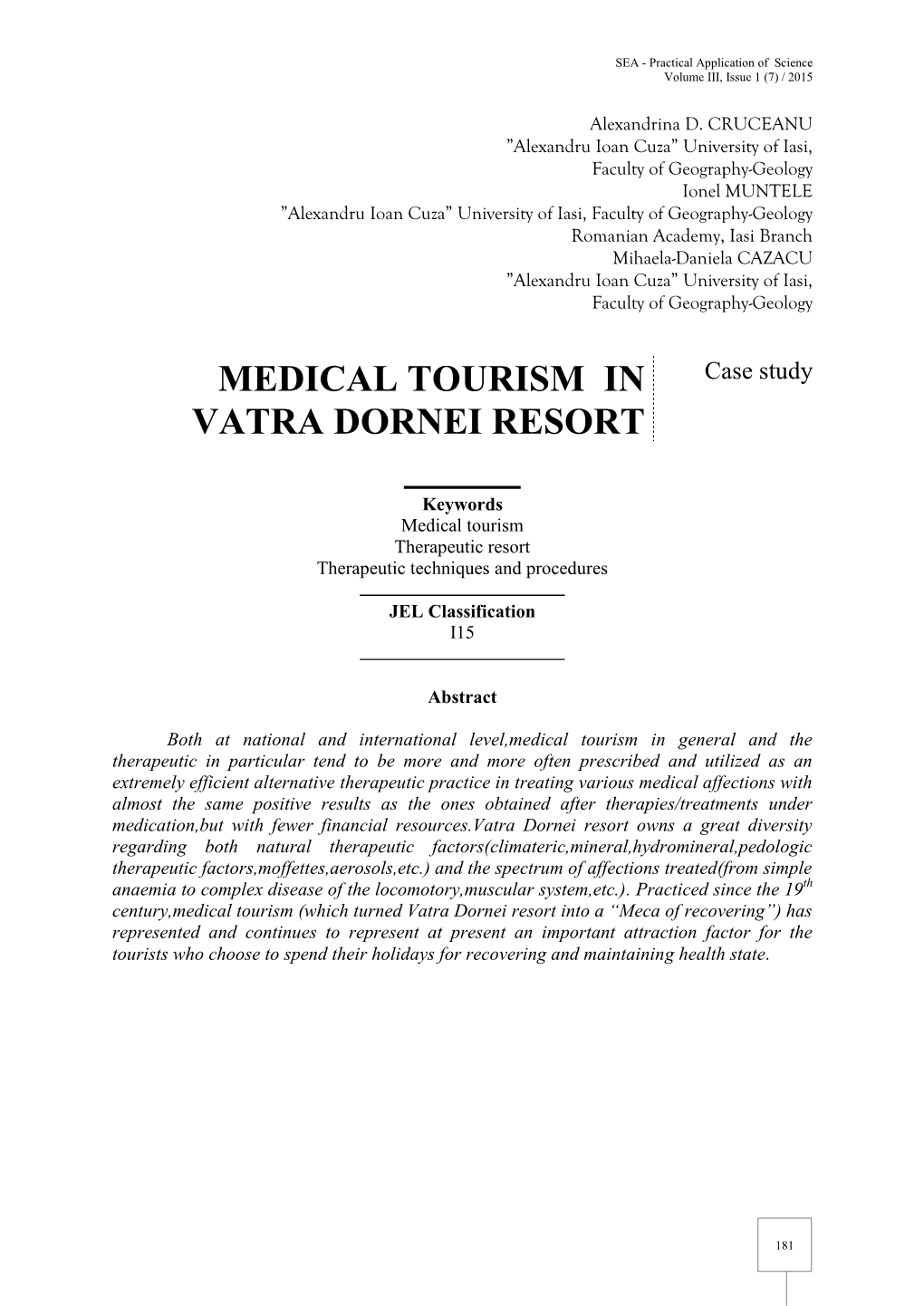 Medical Tourism in Vatra Dornei Resort