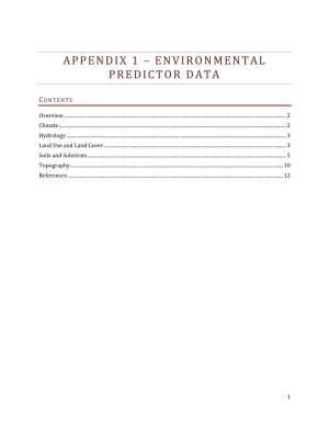 Appendix 1 – Environmental Predictor Data