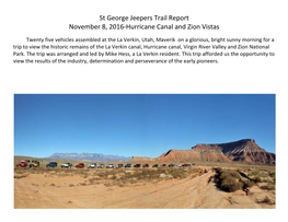 St George Jeepers Trail Report November 8, 2016-Hurricane Canal and Zion Vistas