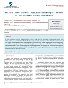 The Intra Gastric Effects of Grape Juice on Histological Structure of Liver Tissue in Castrated Treated Mice