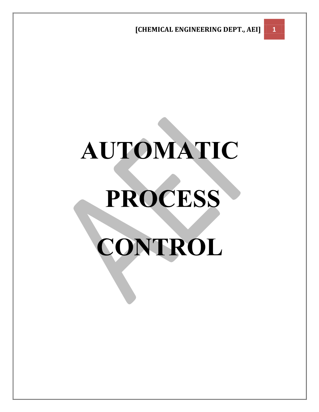 Automatic Process Control