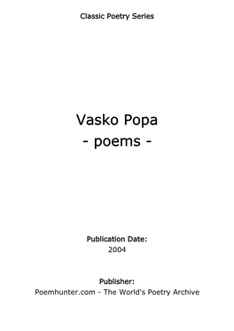 Vasko Popa - Poems