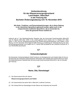 Satzung Altenbrucher Schleusenverband