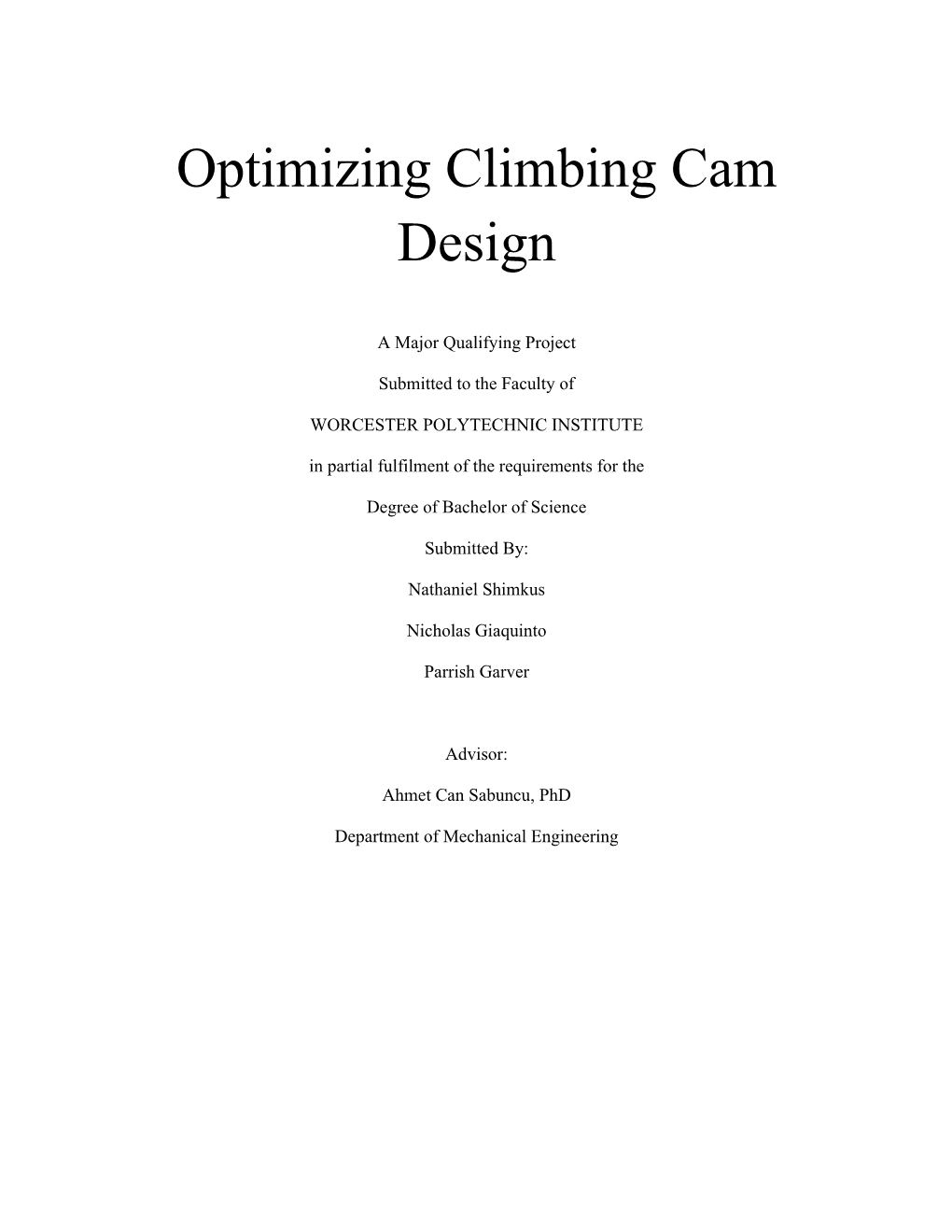 Optimizing Climbing Cam Design