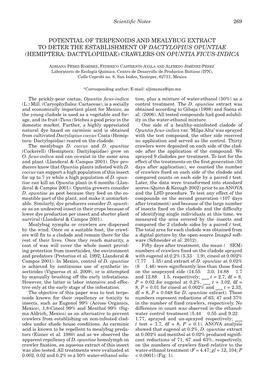 Potential of Terpenoids and Mealybug Extract to Deter the Establishment of Dactylopius Opuntiae (Hemiptera: Dactylopiidae) Crawlers on Opuntia Ficus-Indica