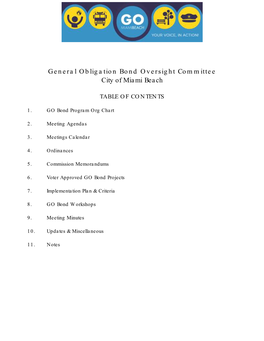 General Obligation Bond Oversight Committee City of Miami Beach