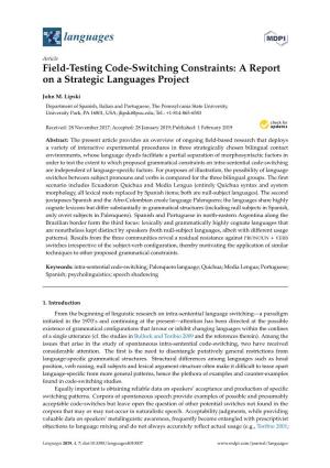 Field-Testing Code-Switching Constraints: a Report on a Strategic Languages Project