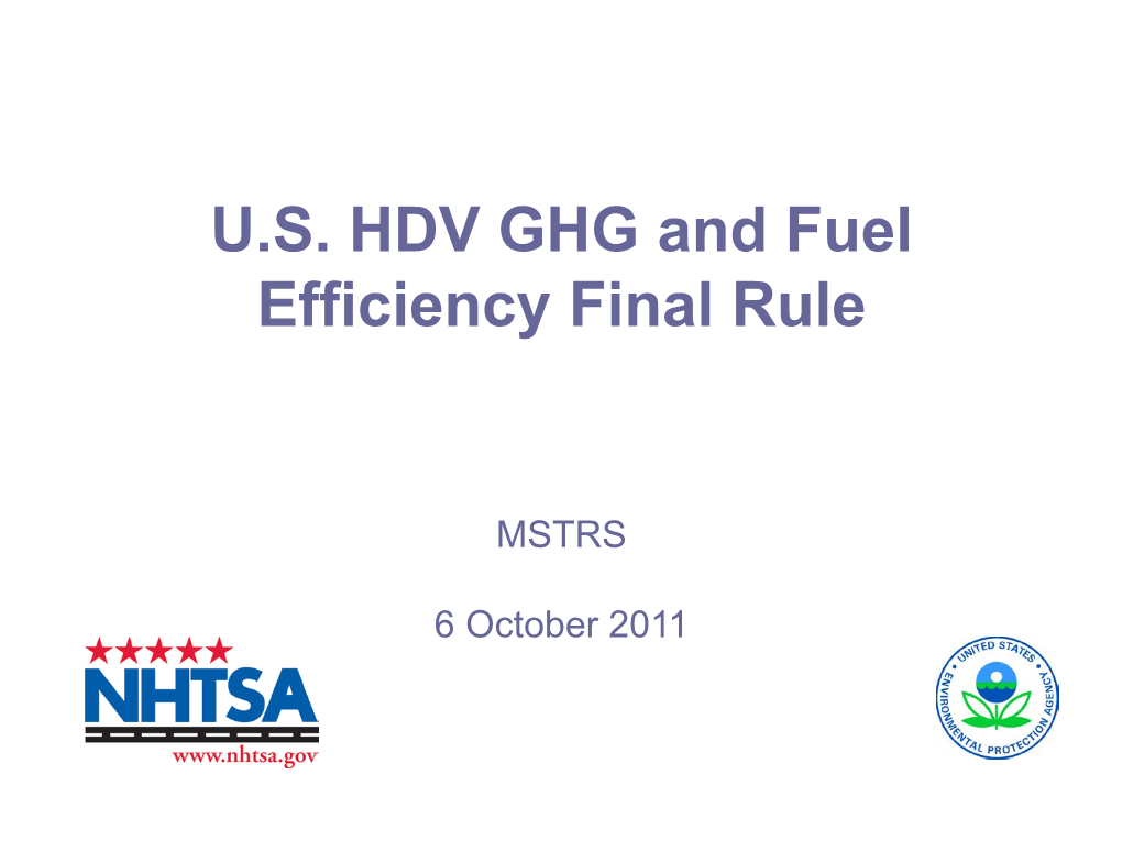 U.S. HDV GHG and Fuel Efficiency Final Rule