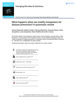 What Happens When We Modify Mosquitoes for Disease Prevention? a Systematic Review