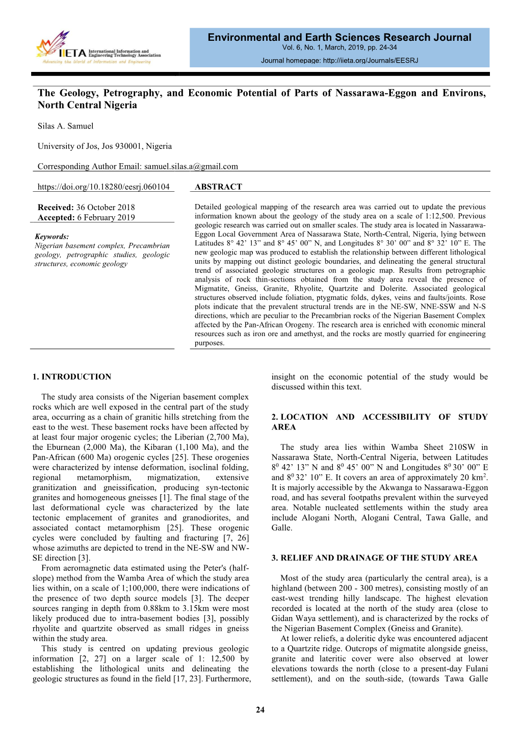 The Geology, Petrography, and Economic Potential of Parts of Nassarawa ...