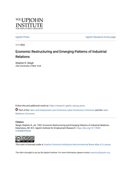Economic Restructuring and Emerging Patterns of Industrial Relations