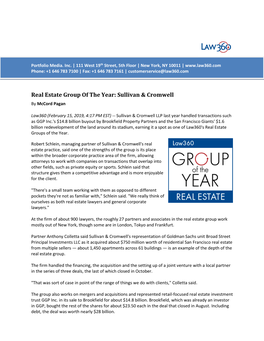 Real Estate Group of the Year: Sullivan & Cromwell by Mccord Pagan