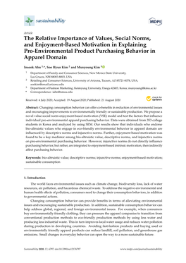 The Relative Importance of Values, Social Norms, and Enjoyment-Based Motivation in Explaining Pro-Environmental Product Purchasing Behavior in Apparel Domain