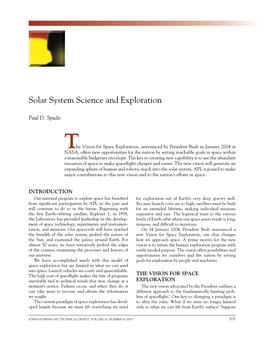 Solar System Science and Exploration