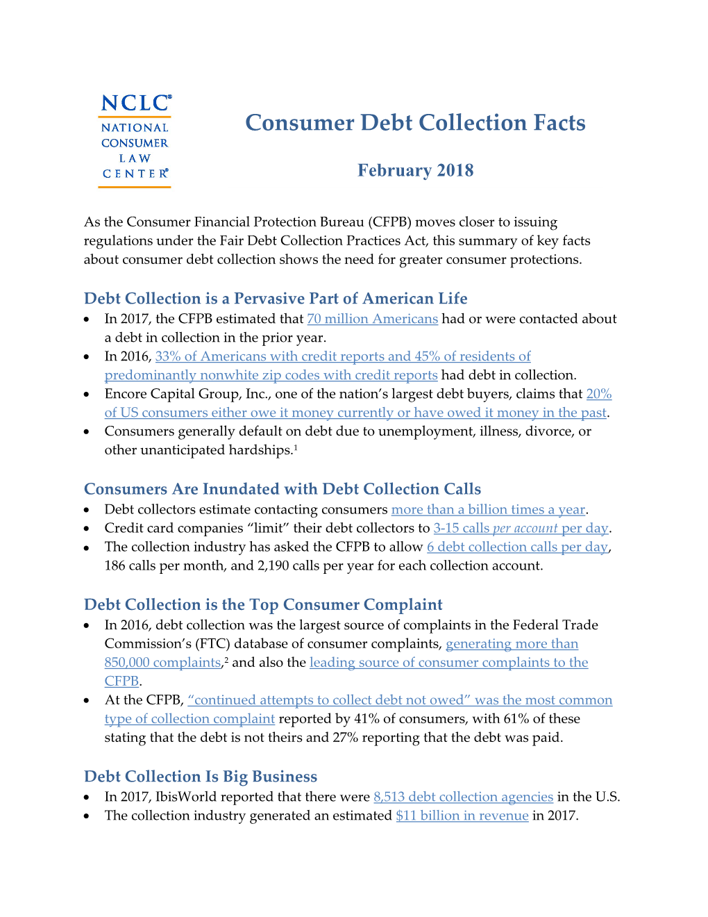 Consumer Debt Collection Facts