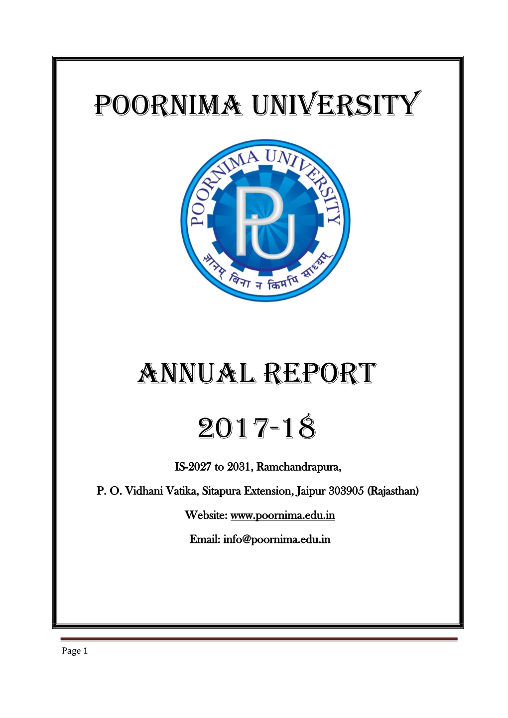 Poornima University Annual Report 2017-18