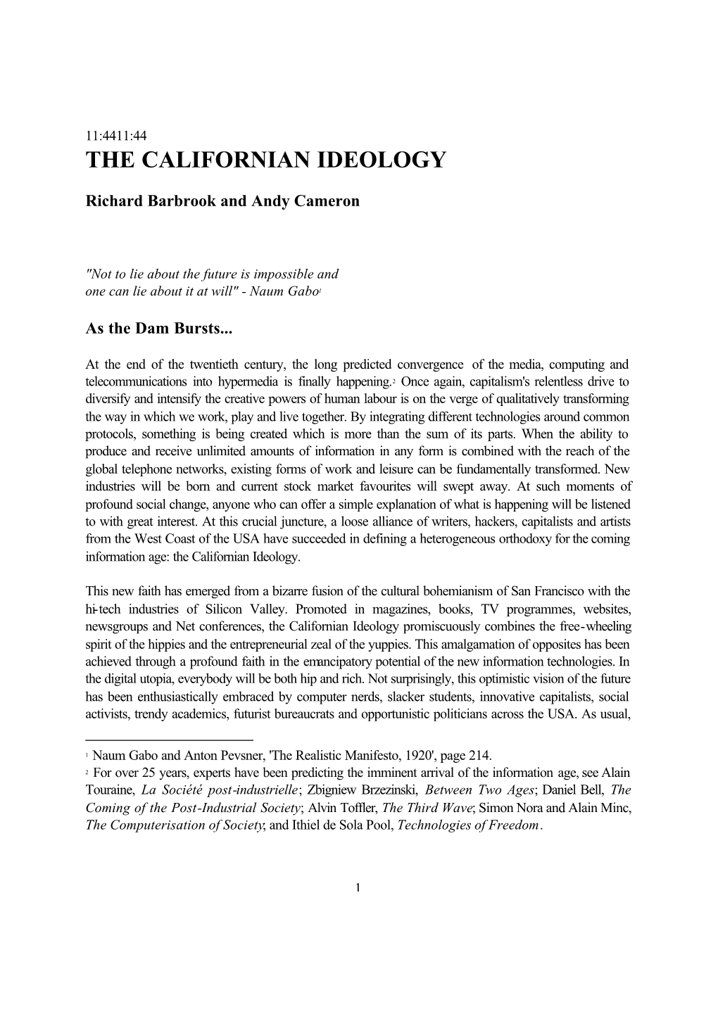 The Californian Ideology