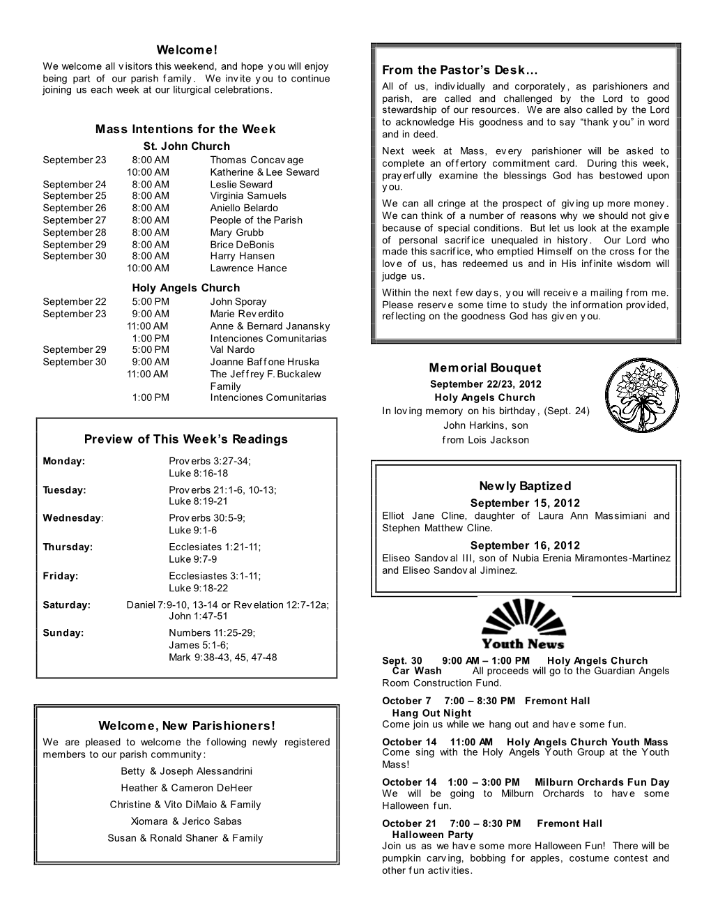 This Weekend, We Have a Two Sided Insert, Pastoral Council Minutes