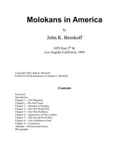 Molokans in America