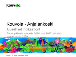 Kouvola - Anjalankoski Alueelliset Indikaattorit Tiedot Pääosin Vuodelta 2018, Osa 2017, Julkaistu Tammikuussa 2020