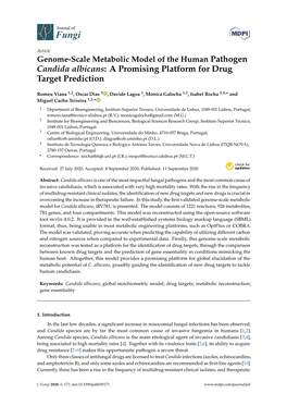 Genome-Scale Metabolic Model of the Human Pathogen Candida Albicans: a Promising Platform for Drug Target Prediction