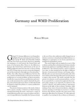 Germany and WMD Proliferation