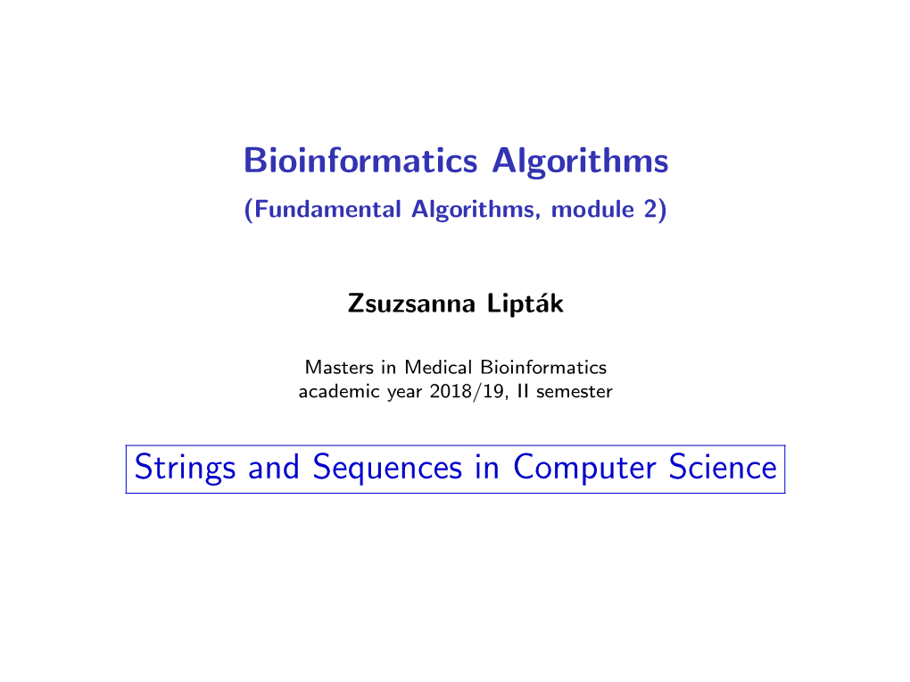 Strings and Sequences in Computer Science