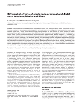 Differential Effects of Cisplatin in Proximal and Distal Renal Tubule