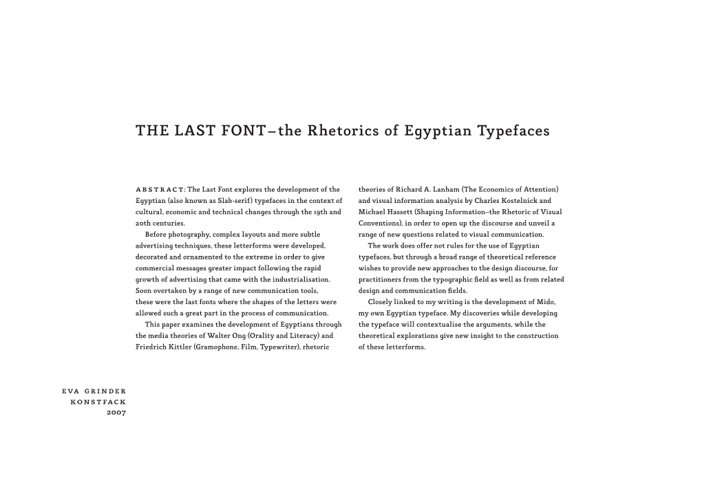 THE LAST FONT – the Rhetorics of Egyptian Typefaces