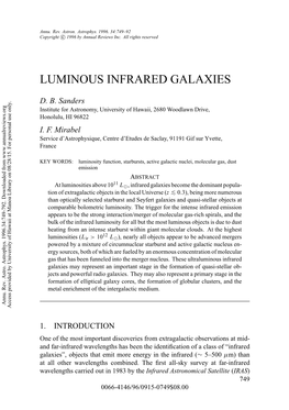 Luminous Infrared Galaxies