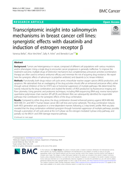 Transcriptomic Insight Into Salinomycin