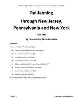 Railfanning Through New Jersey, Pennsylvania and New York
