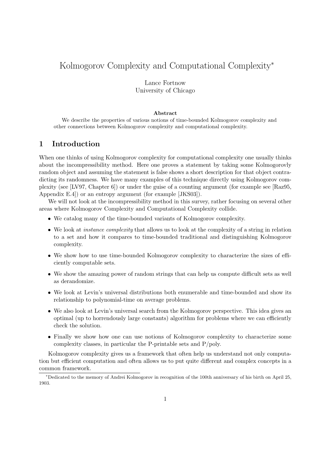 Kolmogorov Complexity and Computational Complexity∗