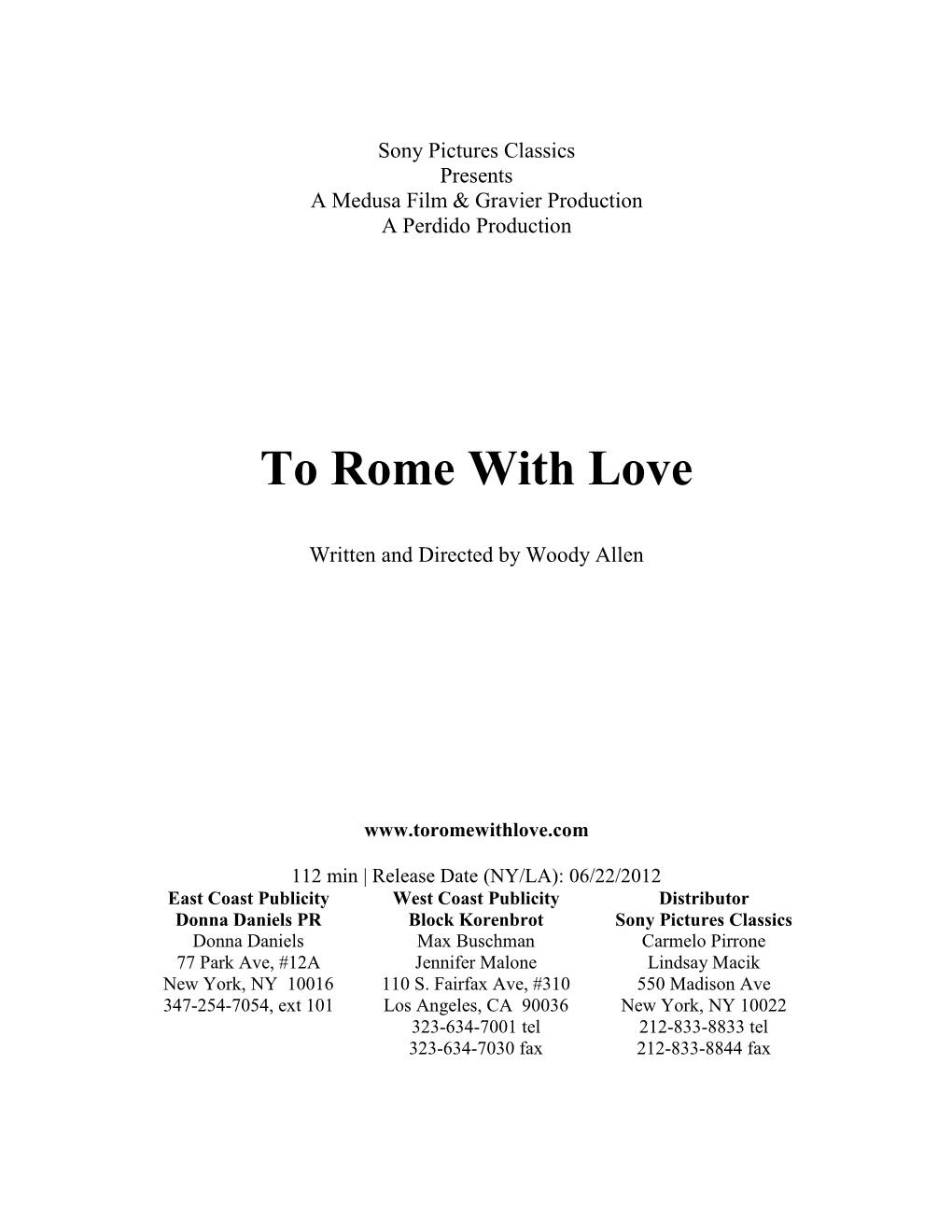 To Rome with Love