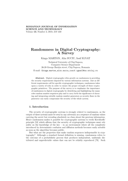 Randomness in Digital Cryptography