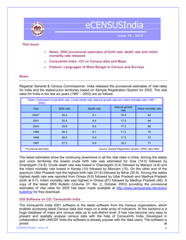 Census of India Website at Censusinfo.Html