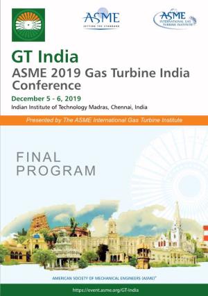 GT India ASME 2019 Gas Turbine India Conference December 5 - 6, 2019 Indian Institute of Technology Madras, Chennai, India