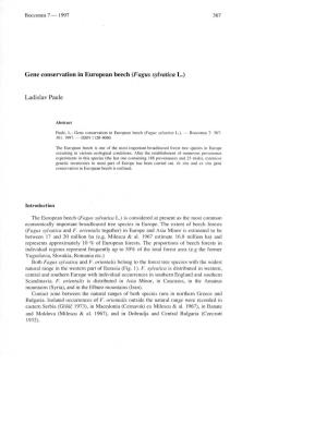 Gene Conservation in European Beech (Fagus Sylvatica L.)