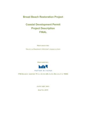 Broad Beach Restoration Project Coastal Development Permit