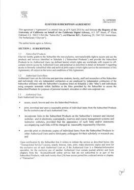 Elsevier Subscription Agreement