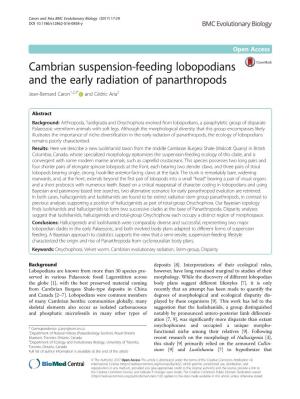 Cambrian Suspension-Feeding Lobopodians and the Early Radiation of Panarthropods Jean-Bernard Caron1,2,3* and Cédric Aria2
