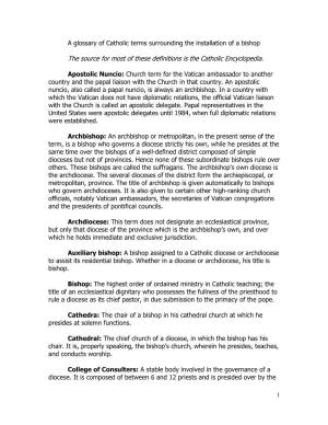 Catholic Terms Surrounding the Installation of a Bishop
