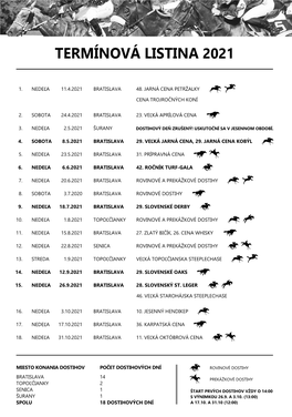 Termínová Listina 2021