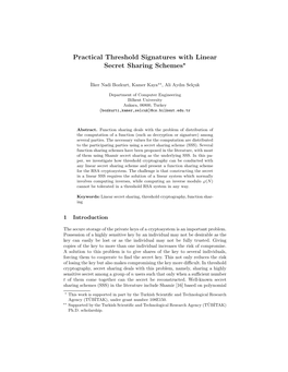 Practical Threshold Signatures with Linear Secret Sharing Schemes*