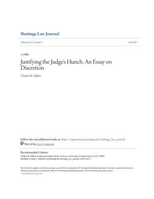 Justifying the Judge's Hunch: an Essay on Discretion Charles M