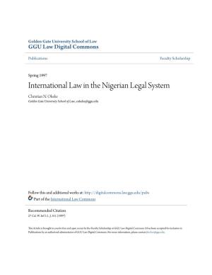 International Law in the Nigerian Legal System Christian N