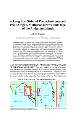 Proto-Ongan, Mother of Jarawa and Onge of the Andaman Islands